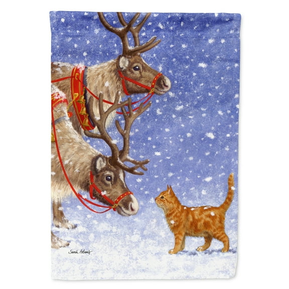 Carolines Treasures ASA2015CHF Reindeers and Cat Flag Canvas House Size  Large multicolor