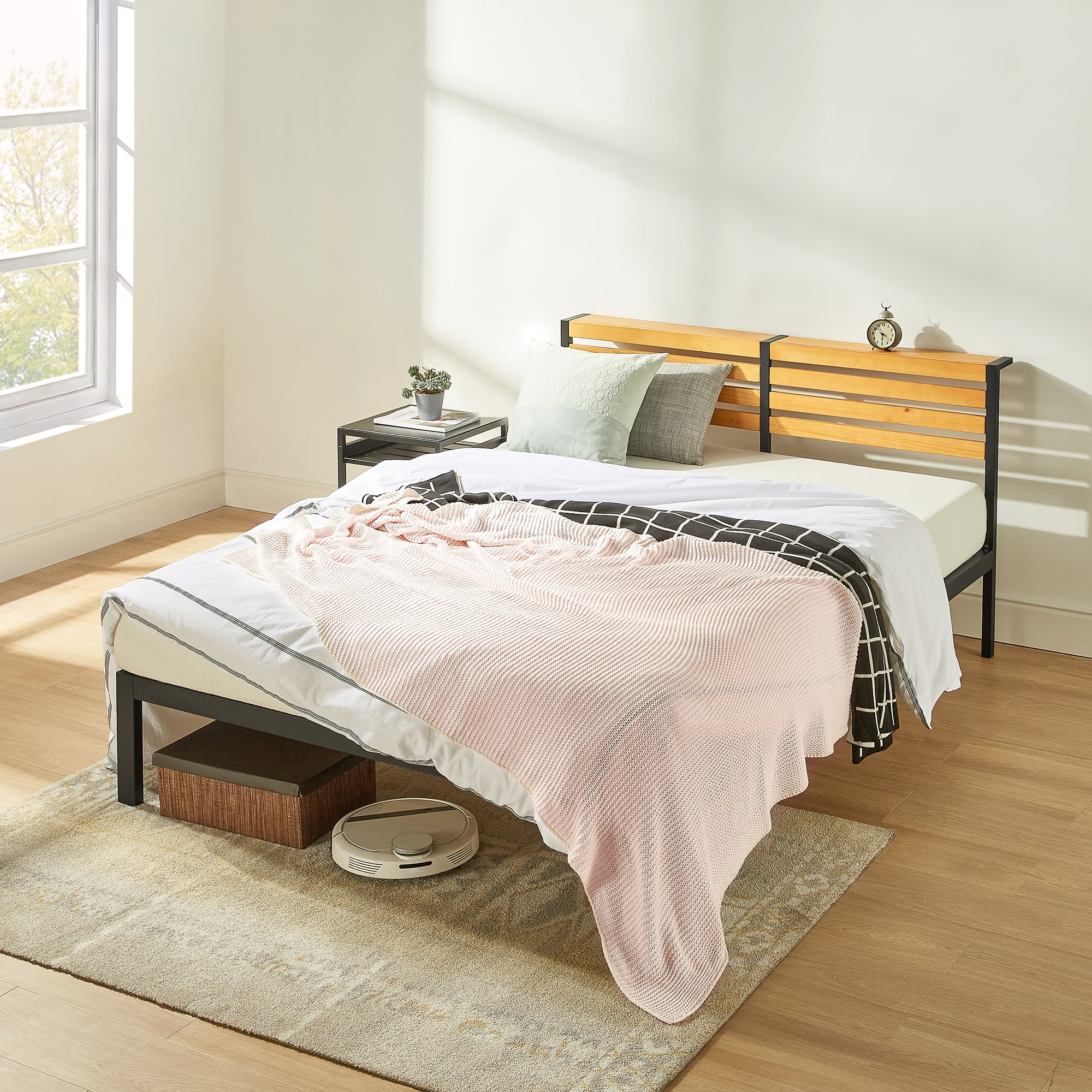 Mellow Kasi Metal Platform Bed With, Pine Full Bed Frame