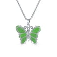 thumbnail image 2 of Bling Jewelry Womens Green Jade Garden Butterfly Pendant Necklace .925 Sterling Silver, 2 of 5