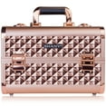 thumbnail image 2 of SHANY Premier Fantasy Professional Makeup Train Case Cosmetic Box Portable Makeup Case Organizer Jewelry storage with Locks , 3 Trays ,Makeup Brush Holder and Cosmetics Mirror - Rose Gold, 2 of 5