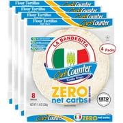 La Banderita Carb Counter ZERO Net Carbs | 8" Size FlourTortillas | Keto Certified | 11.8 oz.| 8 Count (Pack of 4)