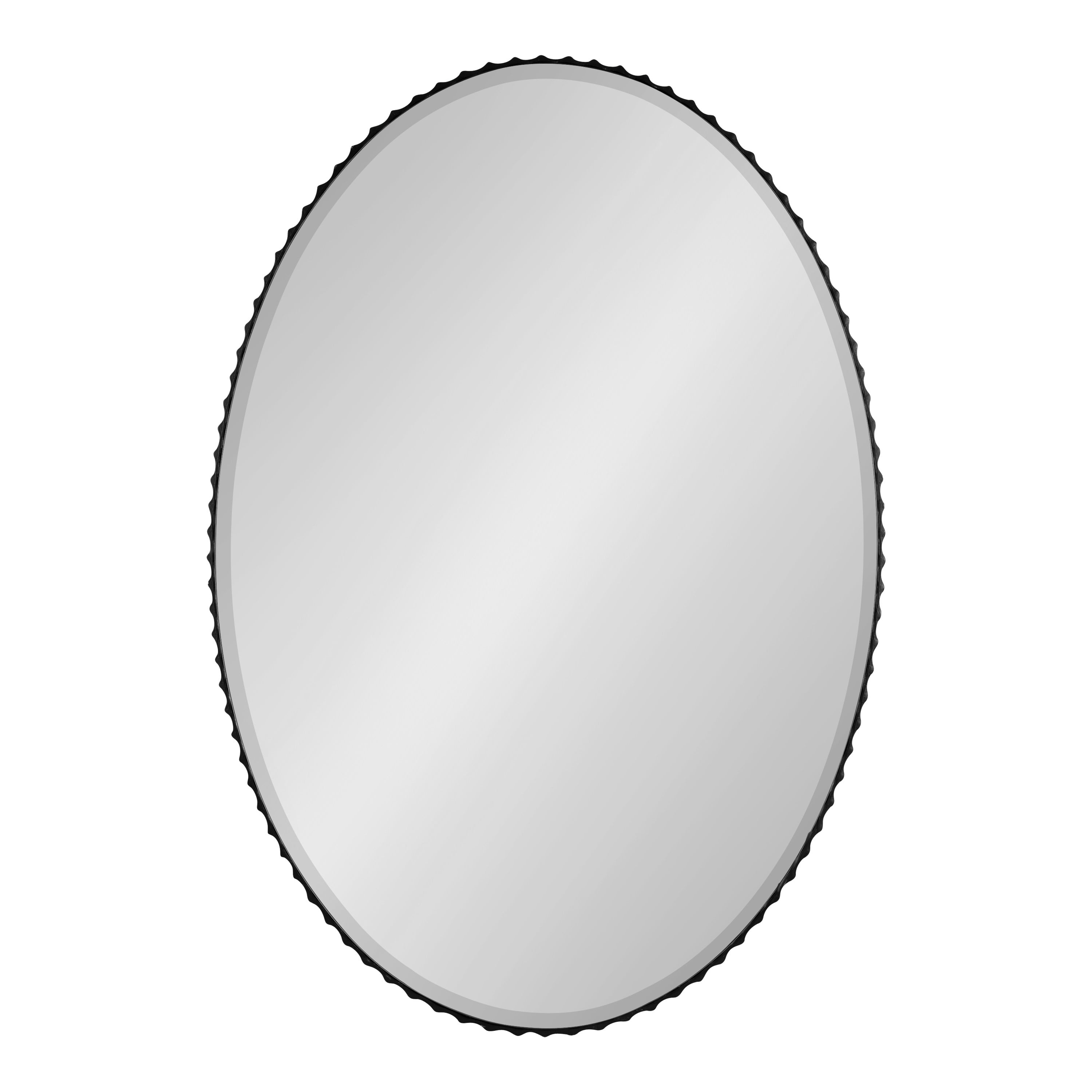 Kate and Laurel Elmora Modern Oval Fluted Wall Mirror, 23 x 32, Black