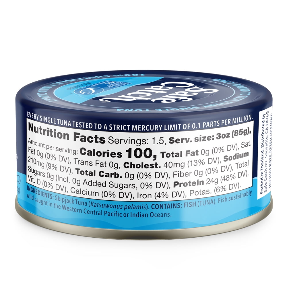 Safe Catch Wild Elite Pure Tuna, 6 Pack, 5 oz Cans – Low-Mercury, High-Protein Canned Tuna for Easy Meals
