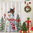 thumbnail image 5 of Merry Christmas Snowman Xmas Tree Shower Curtain for Bathroom, Bird Snowflake Retro Linen Waterproof Shower Curtains Washable Quick Dry with Hooks Bathtub Curtains 60x72IN, 5 of 9