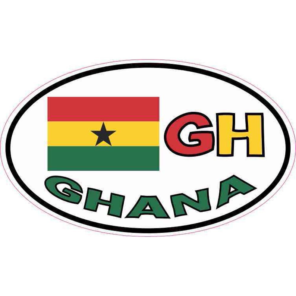 5in x 3in Oval GH Ghana Flag Sticker Vinyl Vehicle Decal Travel Hobby