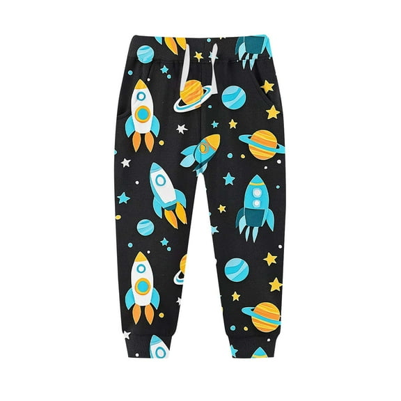 Eltusu Boys Sweatpants, Elastic Waist Athletic Casual Relaxed Fit Jogger Pants Multicolor Size 2-13T