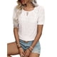 thumbnail image 2 of Blusas Casuales de Verano para Mujer, con Bordados Calados, de Corta, Color Beige, Talla XL, 2 of 9