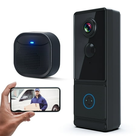 Doorbell Camera Wireless, 2K FHD Smart WiFi Video Doorbell with Human Detection, Night Vision, Voice Changer, 2 Way Audio, IP65 Waterproof, 2.4G WiFi, Battery Powered