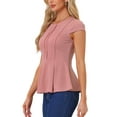 thumbnail image 4 of INSPIRE CHIC Women's Peplum Tops Cap Sleeve Round Neck Solid Color Blouses XS Dusty Pink, 4 of 6