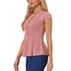 thumbnail image 4 of Inspire Chic Conjunto Blusas de Mujer Peplum con Mangas Cortas Cuello Redondo Color Sólido L Rosa Polvoriento, 4 of 6