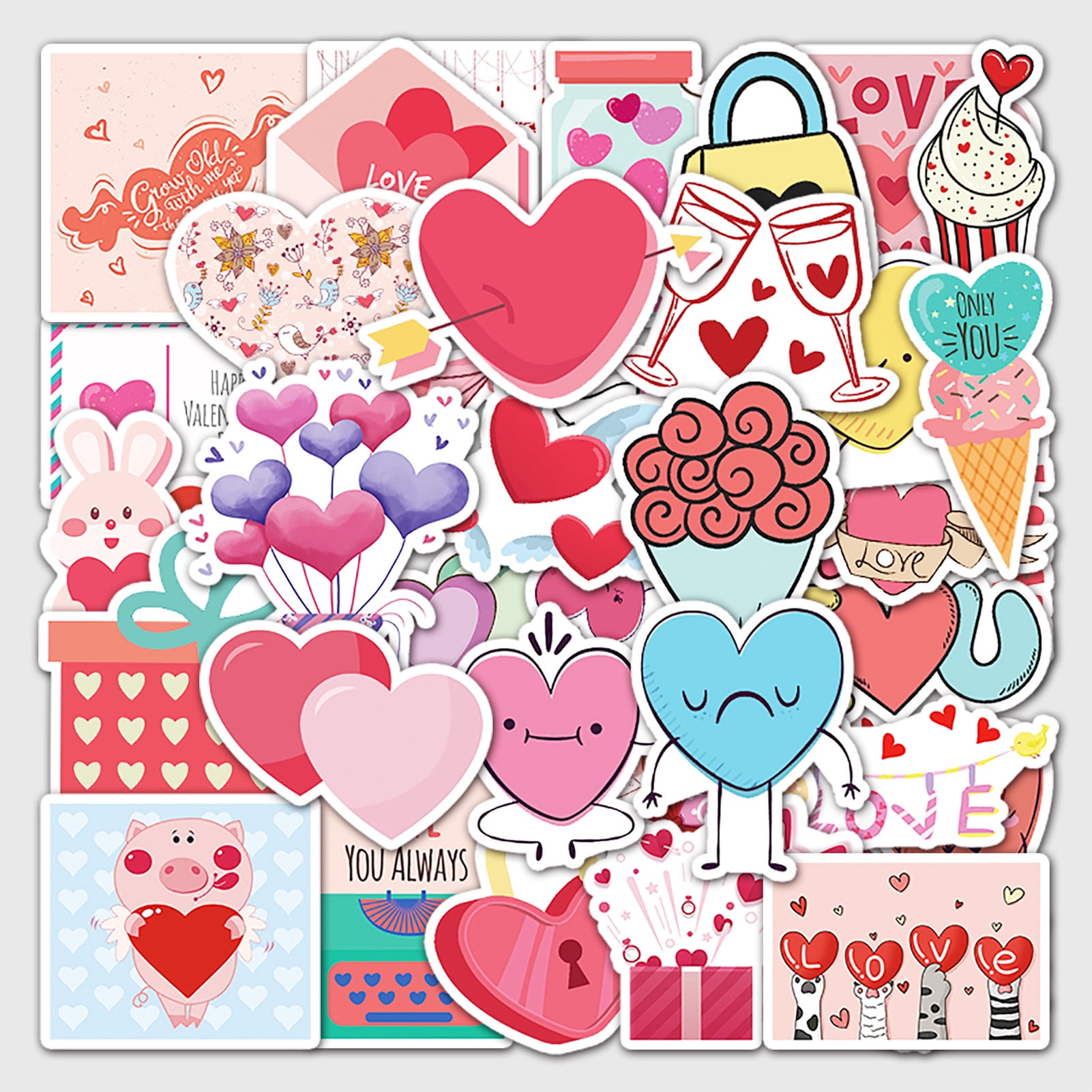 50 Pcs Love Stickers, Vinyl Waterproof Valentines Stickers for Laptop,Water  Bottle, Envelopes, Crafts Scrapbooking, I Love You Decorations,Stickers for  Aldult