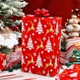 thumbnail image 2 of GRA Reversible Reindeer, Stripe Christmas Wrapping Paper Roll - 46.8 sq.ft. (17in x 33ft) with Gold Printed Snowflake, Christmas Tree, Hexagram Star for Party, New Year Celebration, 2 of 16