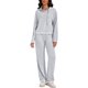 thumbnail image 1 of Conjunto de chándal de 2 piezas para mujer ATHLECHIC, suéter de canalé con capucha y pantalones de pierna ancha, conjunto de lounge casual XL gris claro, 1 of 4