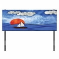 thumbnail image 3 of Nautical Headboard, Sailing Ship with Sun and Clouds in Mist Water with Waves Funky Art, Upholstered Decorative Metal Bed Headboard with Memory Foam, Full Size, Blue Orange White, by Ambesonne, 3 of 4