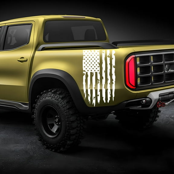 CCOCC Distressed American Flag Vinyl Decal, Windows Compatible with Most Pickup Eua Flag Rear Graphic USA, US Flag Car Sticker, For Trucks, Tailgate, Cars White Free Size