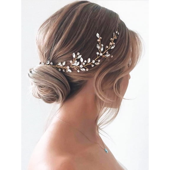 Bride Crystal Wedding Hair Vine Silver Bridal Hair Piece Rhinestone Hair Accessories for Women and Girls HV113