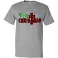 thumbnail image 3 of Inktastic Merry Christmas Buffalo Plaid Cross with Snowflakes T-Shirt, 3 of 5