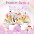 thumbnail image 3 of Iridescent Cellophane Bags with Colorful Ties, 100 PCS Holographic Bags, 5x7 Inch Plastic Clear Treat Bag Gift Candy Goodie Cookie Bag for Holiday Wedding Birthday Baby Shower Party Favor Supplies, 3 of 7