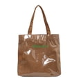 thumbnail image 2 of Bolsa Bolso de hombro con estampado de retazos de PVC de lona para mujer a la moda bolso grande (marrón) JShteea Para Estrenar, 2 of 7