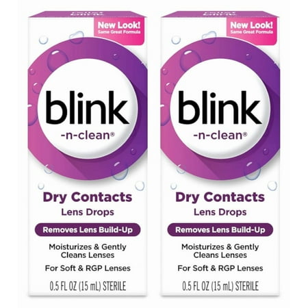 (2 pack) Blink-N-Clean Lens Drops for Any Soft Contact Lens, 0.5 FL OZ