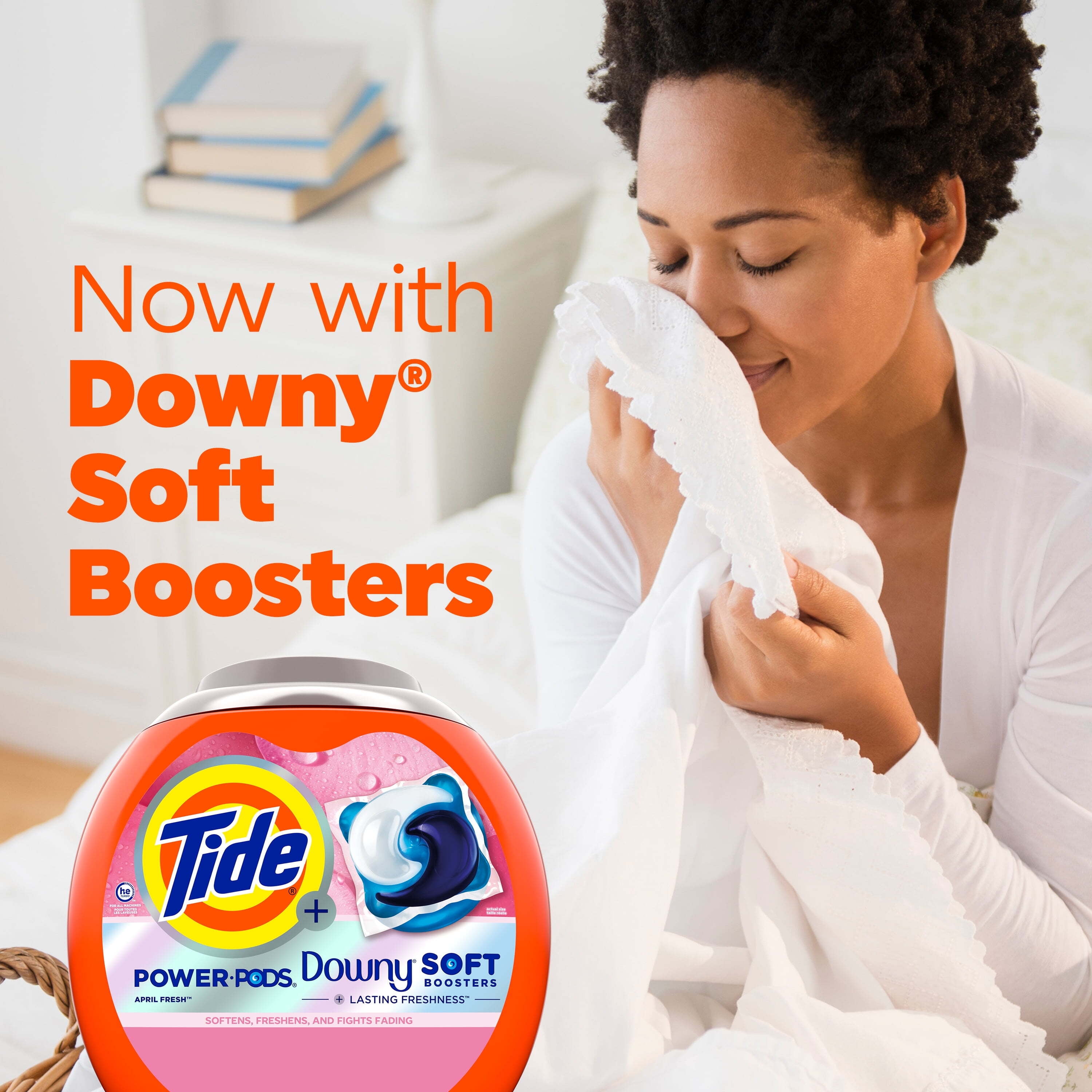Tide Power PODS with Downy Soft Boosters Laundry Detergent Pacs, April Fresh Scent, 63 Count