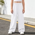 thumbnail image 2 of PMVFHDE Girls Elastic Waist Casual Long Pants Summer Solid Trousers Kids Everyday Bottoms School Outdoor White,13-14 Years, 2 of 6