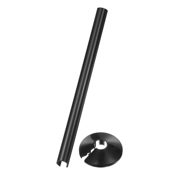 Uxcell Radiator Pipe Cover Kit Fit 15mm (0.59") Tube - 1Set Plastic Radiator Escutcheon Plate & 15 x 300mm Pipe Sleeve for Kitchen, Bathroom, Toilet Wall Tube, Black