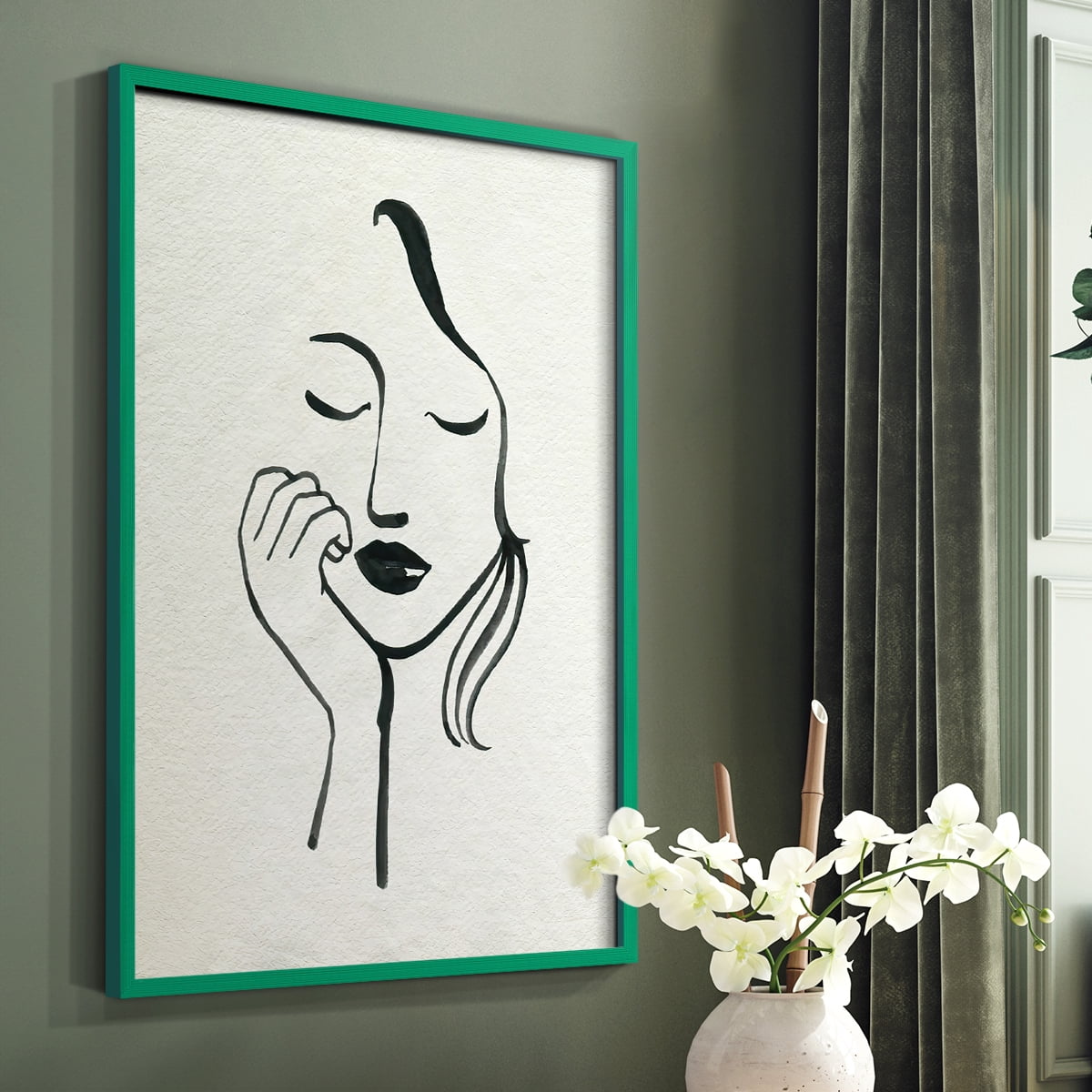 Day Dreamer I Framed Print in Green Solid Wood Framed Print No Nail Hanging
