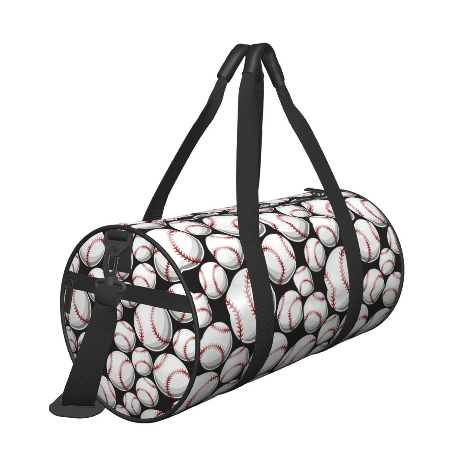 Horeoi Cute Baseball Print Foldable Travel Duffle Bag with Removable Strap - Water-Resistant Gym Vacation Luggage Multi-Pocket Design