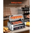 thumbnail image 4 of KFFKFF Rouleau à Hot-Dog, 12 Rouleaux à Hot-Dog 5 Rouleaux, Cuiseur de Gril à Saucisses en Acier Inoxydable, Machine à Hot-Dog Commerciale 750 W avec Double Contrôle de Température, Couvercle, Boîte de Rangement Latérale, 4 of 9