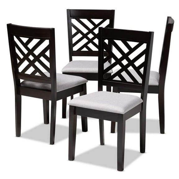 Baxton Studio Caron Fabric and Wood Dining Chairs in Gray and Brown (Set of 4)