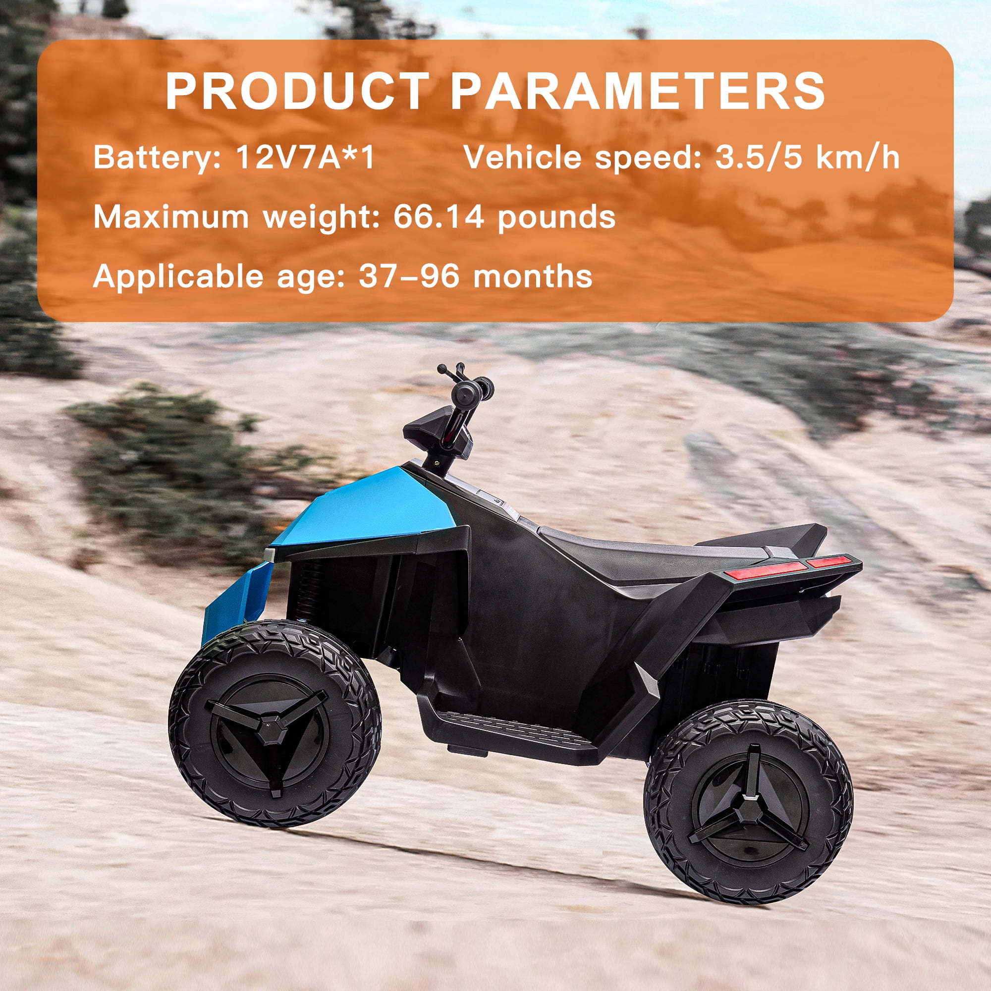 CIPACHO 12V Kids Ride On ATV Car, 4-Wheeler Electric Vehicle with Dual-Drive System, LED Front and Rear Dazzling Lights, Music, MP3, USB Interface, Blue CIPACHO 12V Kids Ride On ATV Car, 4-Wheeler Electric Vehicle with Dual-Drive System, LED Front and Rear Dazzling Lights, Music, MP3, USB Interface, Blue