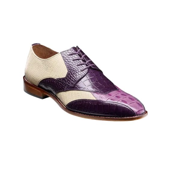 Stacy Adams Tristano Modified Bike Toe Oxford Shoes Purple Multi 25694-540