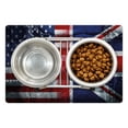 thumbnail image 1 of Union Jack Pet Mat for Food and Water, Alliance Togetherness Theme Composition of UK and USA Flags Vintage, Non-Slip Rubber Mat for Dogs and Cats, 18" X 12", by Ambesonne, 1 of 2