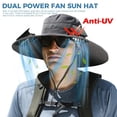 thumbnail image 4 of Solar Powered Fan Sun Hat, Sun Hat with Fan, Wide Brim Cooling Hat with 2 Detachable Fans, USB Rechargeable Fishing Hat for Men Women Hiking Camping Gardening, 4 of 7