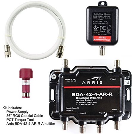 arris 4-port cable, modem, tv, ota, satellite hdtv amplifier splitter signal booster