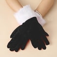 thumbnail image 2 of MIASHUI Women's Velvet Short Gloves with White , Christmas Party Gloves for Evening Events, Elegant Performance Gloves for Special Occasions Black, 2 of 4