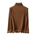 thumbnail image 1 of Lovzfmll Haut Thermique Confortable pour Femmes, Manches Longues Col Rond Couche de Base Café, TG, 1 of 3