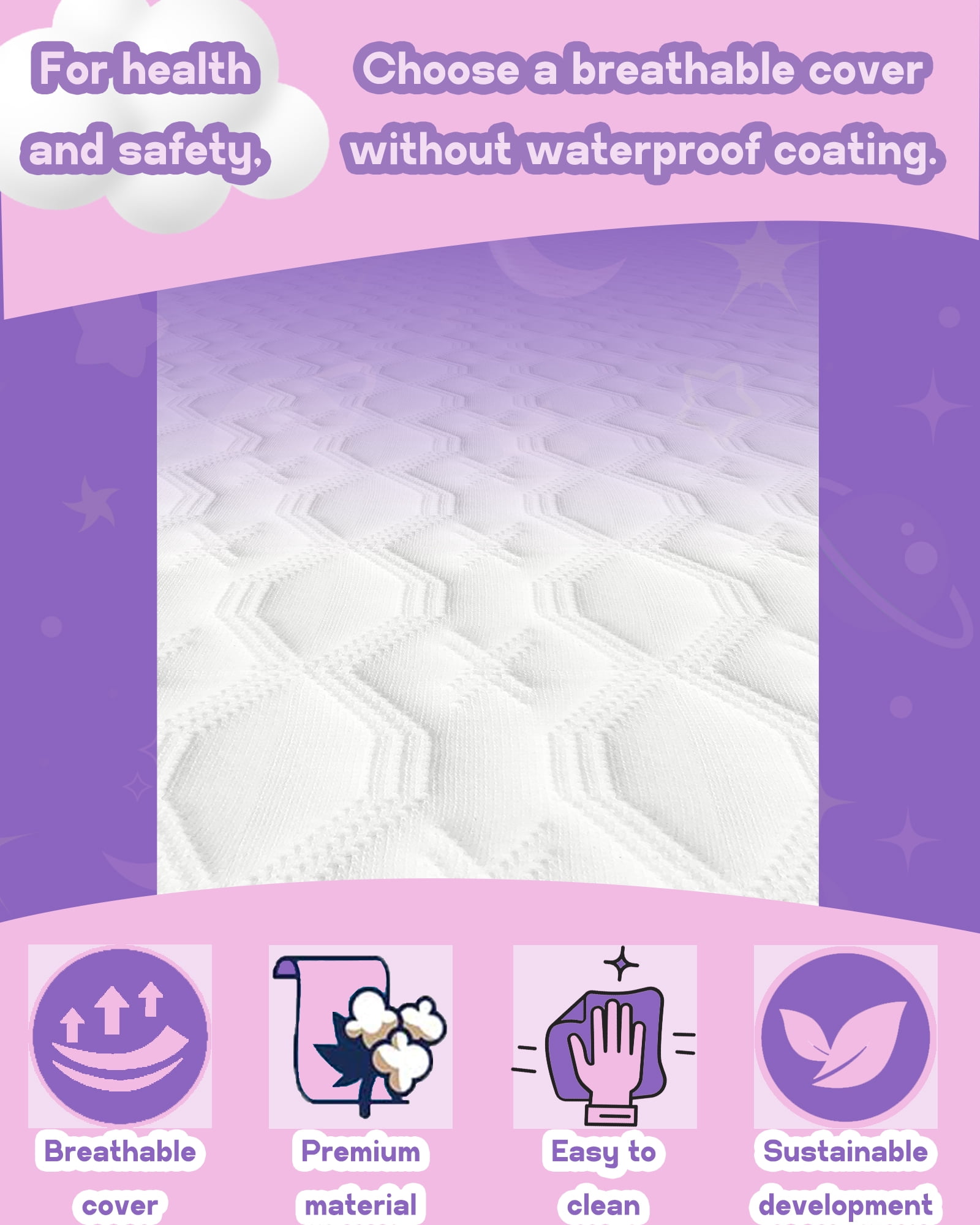 Wellzee Oval Bassinet Mattress 29"x17", Fits for 4moms MamaRoo Bassinet, Skin-Friendly Materials, 100% Breathable & Washable Cover, Waterproof Lining, Suppotive High-Density Foam