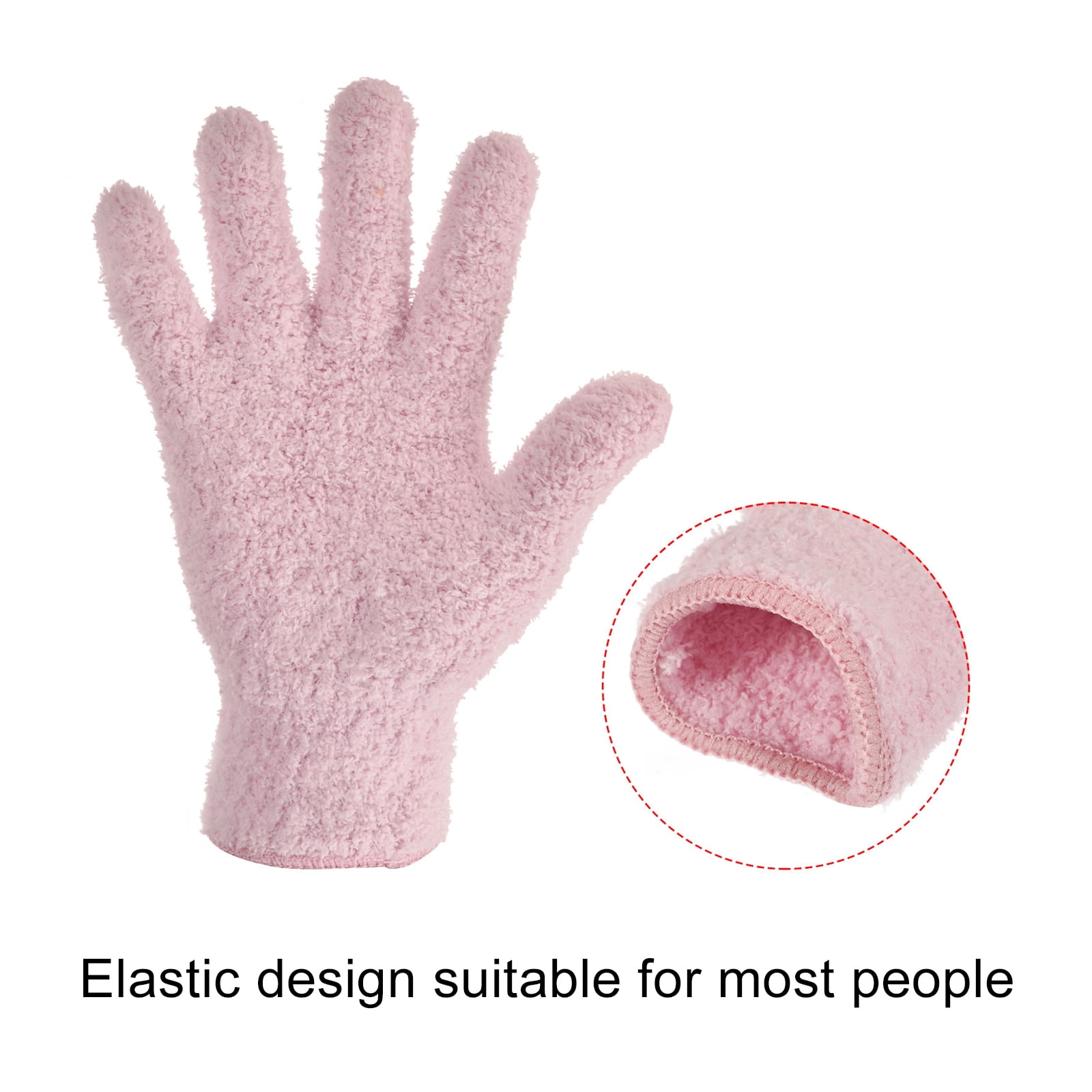 Unique Bargains Dusting Cleaning Gloves Microfiber Mittens Set Pink