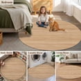 thumbnail image 6 of Brown Wood Grain Round Area Rug 5ft, Retro Western Farmhouse Wooden Board Washable Non-Slip Circle Rugs for Bedroom Living Room Kitchen, Soft Low Pile Carpet for Dining Room Playroom Nursery, 6 of 9