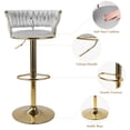 thumbnail image 4 of Hawsaiy Modern Velvet Bar Stool Set of 2 with Woven Back and Footrest for Kitchen, Bar, and Dining Spaces,Light Gray, 4 of 9