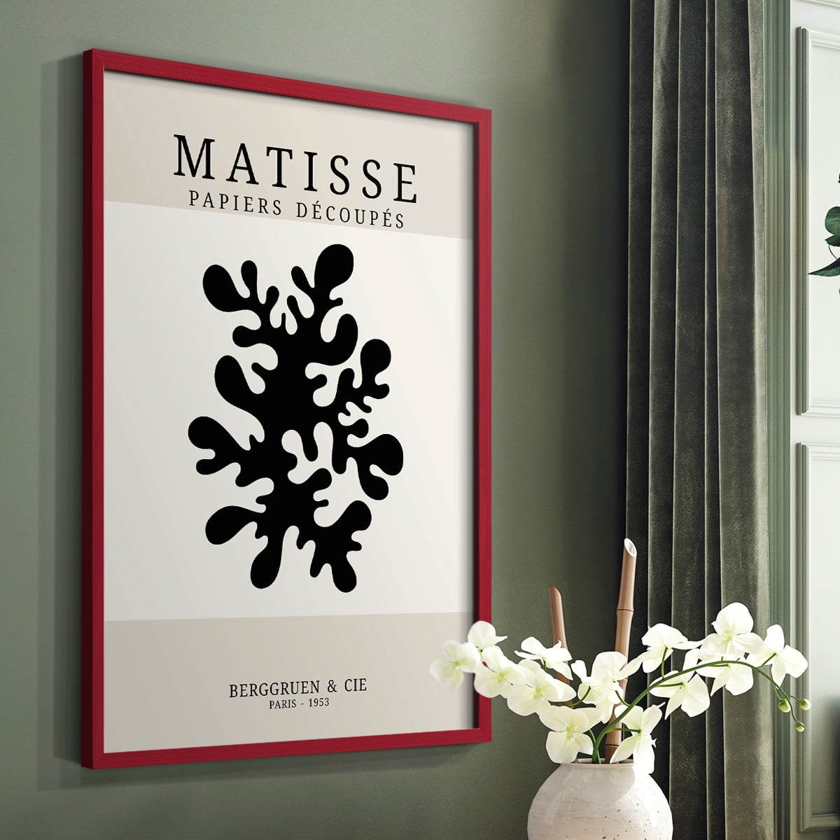 Matisse CDXV in Red Solid Wood Framed Print No Nail Hanging