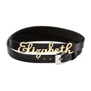 Personalized Women's Sterling Silver or Gold over Silver Script Name Leather Wrap Bracelet And Choker, 14.75"
