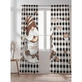 thumbnail image 2 of Coffee Time Sheer Curtains 2 Panels Set Brown Gnome Black Buffalo Plaid Farmhouse Lihgt Filtering Rod Pocket Voile Drape, Semi Sheer Window Curtains for Bedroom Living Room, 52"x108", 2 of 5
