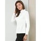 thumbnail image 4 of Camisa con botones plisada de algodón Allegra K oficina de trabajo con volantes y cuello falso blanco S, 4 of 6