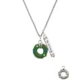 thumbnail image 2 of Delight Jewelry Silvertone Green Resin Wreath with Crystals Silvertone Be Strong and Courageous Bar Charm Necklace, 23", 2 of 4