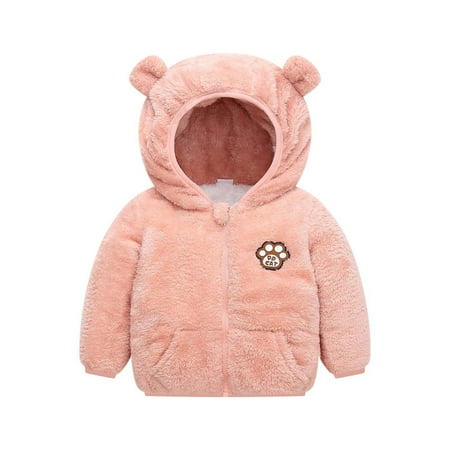 

QIPOPIQ Girls Clothes Clearance Baby Kids Boys Girls Fleece Hoodie Fall Winter Hooded Jacket Solid Coat Tops