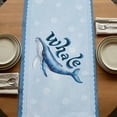 thumbnail image 5 of Table Runners 120 Inches Long Dress Scarves, Navy Blue Whale Farmhouse Coffee/Dining/Kitchen Table Runner for Living Room, Summer Coastal Bubbles Ocean Waves 13x120 Inch, 5 of 9