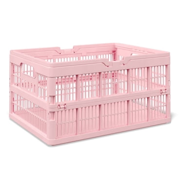 Mainstays Kids Large Pink Collapsible Storage Basket with Handles